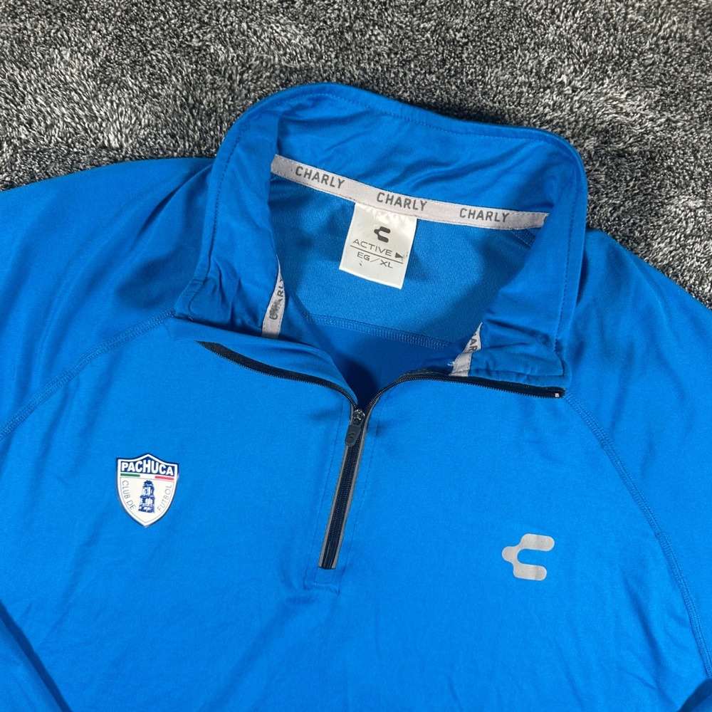 Pachuca 1/4 Zip Pullover Mens XL Blue Liga MX Soccer Charly Active Shirt Stretch